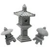 Garden Decorations 3 Pcs Mini Stone Lantern Gazebos Simulation Pavilion Model Tiny Pagoda Miniature Statue Ornament Sandstone