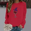 Damen-Kapuzenpullover, Trichterhals-Sweatshirt, Damen-Halloween-Druck, lässig, locker, rund, langärmelig, einfarbig