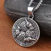 Pendant Necklaces Stainless Steel Trendy Viking Raven Men's Nordic Odin Rune Necklace Creative Scandinavian Jewelry Gift Wholesale