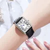 Wristwatches Sanda Rectangular Watches For Women Silver Case Black Band Leather Quartz Wrist Watch Elegante Fashion Ladies292y