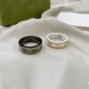 18k Gold Ring Stones Fashion Simple Letter Rings for Woman Couple Quality Ceramic Material Fashions Jewelry Supply274m