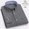 Camicie casual da uomo Camicia a maniche lunghe da uomo in puro cotone scozzese a righe Oxford da lavoro di alta qualità