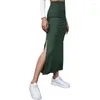 Skirts 2024 Autumn Fashion Elegant Rib Knit Sexy Split Bodycon Midi For Women High Waist Solid Color Streetwear Pencil Skirt