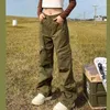 Women's Pants American Vintage Zippered Slit Workwear Women Straight Loose Wide Leg Multi Pocket Floor Mop S796