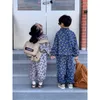 Clothing Sets Children's Set 2024 Autumn Korean Full Of Printed Flowers Girl's Suit Leisure Zipper Coat Pant Boy's Two-piece