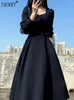 Casual Dresses Vintage French Design Maxi Midi For Women Clothing Party Elegant Square Neck Black Long Dress Korean Fashion Autumn 2024