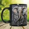 Tazas Diseño de gota Taza para café negro Taza de té con leche Elefante Animal Cerveza Regalo sorpresa 330ML