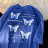 Men's T-Shirts Summer Y2k Aesthetic Purple Butterfly Fashion Letter Graphic T Shirts Oversized Short Sleeve Cotton Tee Harajuku Women ClothingH2421