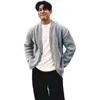 Herrtröjor 2024 Spring Autumn Fashion Sweater Men V-Neck Solid Slim Fit Sticking Mens Cardigan Manlig Casual Knitwear Coats