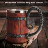 Mugs Simulation Crude Wood Drinking Mug Double Wall Insulated Beer Cup Wine Tumbler
