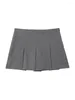 Shorts pour femmes TRAF Femmes Mode avec jupes plissées Vintage Taille haute Fermeture à glissière latérale Femme Skort Mujer