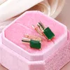 Dangle Earrings SYOUJYO Square Green Opal Natural Zircon English For Women Vintage 585 Rose Gold Color Fine Jewelry Black Plating Rings