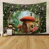 Tapisseries saga Forest Tapestry Wall Hanging Fantasy Magic Garden Svamp Estetik Kid Girl Bedroom vardagsrum Dorm Party Decor