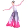Stage Wear Mulheres Dança Clássica Elegante Estilo Chinês Étnico Guarda-chuva Fan Yangko Bordado Stand Collar Performance Roupas