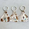 Nyckelringar 2024 Western Jewelry Women Cowhide Leather Cow Tag Key Rings Girl Friend Holder Accessories Original