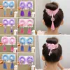 Acessórios de cabelo bonito elástico scrunchie rabo de cavalo decorar faixas de cabelo de pelúcia laços bandana borla corda