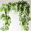 180 cm wisteria konstgjorda blommor plast Silk Ivy Vine Garland Hydrangea String Wedding Arch Diy Craft Wall Hanging Decoration3118