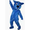 Costume de mascotte de loup bleu personnalisé de haute qualité, tenue de personnage de dessin animé, costume de noël, fête en plein air, robe de festival, vêtements publicitaires promotionnels