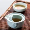 Service à thé Kung Fu élégant Gaiwan Celadon 3D carpe de haute qualité comprenant 1 théière 1 tasse à thé belle et facile théière bouilloire Promotion215c