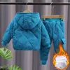 Kleding Sets 2024 Winter Meisjes Jongens 2-10 Jaar Kinderen Warme Dikke Jassen Broek Pak Jongen Jassen Broek kinderen Trainingspak Outfit