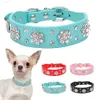 Hundhalsar Leases Didog Rhinestone Dog Collar Diamante Leather Pet Puppy Halsband Bling Crystal Studded Cat Collar Pink Red For Small Medium Dogs