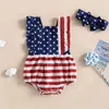 Rompers CitgeeSummer Independence Day Infant Baby Girl Outfits Sleeveless Backless Ruffle Bodysuit Headband Clothes Set