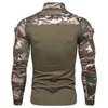 Esportes masculinos ao ar livre militar camuflagem manga longa camiseta moda casual camisa de manga longa 240131