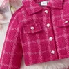 Clothing Sets CitgeeAutumn Kids Toddler Girl Outfit Plaid Print Long Sleeve Jacket And Pleated Skirt Beret Set Fall Clothes