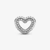 New Arrival 100% 925 Sterling Silver Snake Chain Pattern Open Heart Charm Fit Original European Charm Bracelet Fashion Jewelry Acc258W