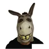 أقنعة الحفلات المضحكة ADT Py Donkey Head Head Mask Latex Halloween Animal Cosplay Props Props Costume Ball Y220805 Drop Deliver