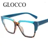 Solglasögon mode oregelbundna fyrkantiga läsglasögon för kvinnor Rensar anti-Blue Light Eyewear Double Colors Kvinnliga glasögon TR90-glasögon