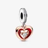 Charms 925 Sterling Silver Two-tone Radiant Heart Dangle Charms Fit Original European Charm Bracelet Fashion Women Wedding Engagem202c