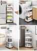 Hooks 1pc 3/4 Tier Rolling Storage Cart High Capacity Shelf Movable Gap Rack Kitchen Bathroom And Livingroom Organizer