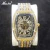 Outros relógios Relógios exclusivos de dois tons para homens de alta qualidade Stainess Steel Inlay Diamond Watch Bling Shiny Iced Out Tonneau Relógio Presente para homem J240131