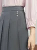 Faldas DUSHU suave viento versátil falda de cintura alta para mujeres 2024 producto de otoño de ala ancha estilo Simple plisado femenino