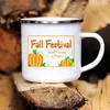 Mugs Pumpkin Drinking Coffee Mug Thanksgiving Enamel Chocolate Milk Handle Cups Farm Party Gifts For Family Friend Lover