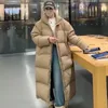 Damskie okopy płaszcze zimowe ubrania dla kobiet bawełniana kurtka długa stojak kołnierz parkas ponadwymiarowa koreańska moda luźna puffer odzież wierzchnia