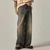 Jeans pour hommes Vintage mode lavé rue décontracté jambe large Denim pantalon été en détresse lâche mâle polyvalent pantalon