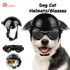 Dog Apparel Pet Helmets Cat Bicycle Motorcycle Helmet With Sunglasses Safety Doggie Hat For Traveling Head Protection Supplies S / M