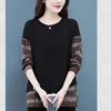 Women's Hoodies 2024 Spring Autumn Fashion Round Neck Long Sleeve Sweatshirts Women Casual Plaid Printing Patchwork Fake Two Pieces Tops