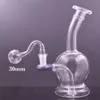 Cheapest Glass Beaker Bongs Hookah Hand Blown Color Accent on Mouthpiece Recycler Bong Hookahs Heady Ash Catcher Bong with Male Glass Oil Burner Pipe