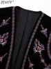 Kvinnors västar zevity kvinnor vintage paljetter blomma broderi kort sammet väst jacka damer ärmlös casure cardigan waistcoat toppar