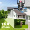 Caméra IP WiFi extérieure 10X Zoom 5K 12MP trois objectifs PTZ détection humaine Protection de sécurité Webcam de Surveillance étanche