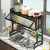 Кухонная полка для хранения 65-105 см из углеродистой стали, расширяемая над раковиной, сушилка для посуды с дверной столешницей, телескоп для