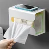 Wall Mounted Adhesive Tissue Box Napkin Holder Desktop Tray Bathroom Paper Towel Storage Box Kitchen Napkin Container Organizer274S