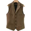 Tweed Herringbone Mens Suit Vest Slim Fit Notch Lapel With 4 Pockets Groomsmen Wedding Waistcoat For 240125