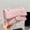 25 cm damer mini flap crossbody designer väskor rosa och vit tweed flerfärgad klassiska handväskor guldfärgade metallkedjor kontrast307g