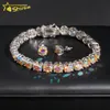 Aangepaste ontwerp massief zilver 925 Hip Hop Iced Tennis armband 8mm Vvs Rainbow Moissanite Diamond Womens fijne sieraden ketting