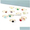 Trouwringen Boho Ovale Geboortesteen Ring Roestvrij Staal Paar Geboortesteen Voor Vrouwen Sieraden Bruid Moeder Cadeau Bague 231208 Drop Deli Dh4A1