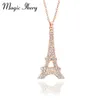 Magic Ikery cyrkon Crystal Classic Paris Eiffel Tower wiszące naszyjniki różowe złoto Kolor mody biżuteria dla kobiet MKZ1392251V